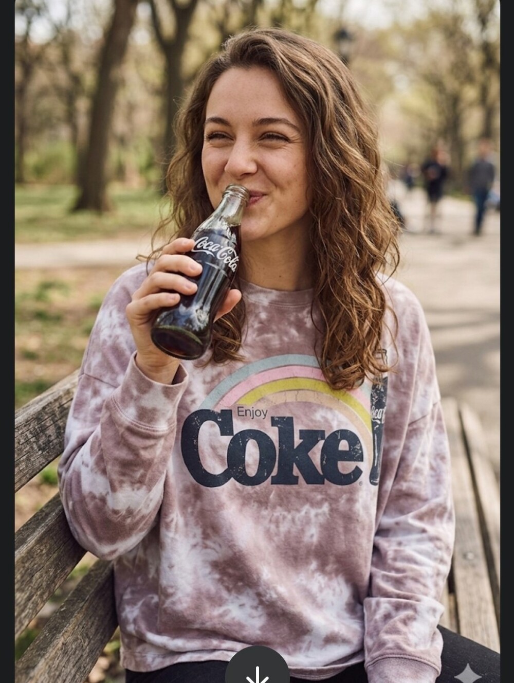 Rainbow Coke grey tie dye sweatshirt L cropped oversized Coca Cola
